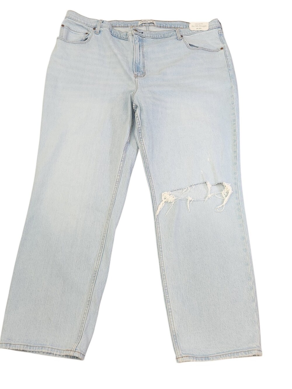 NEW Abercrombie & Fitch The 90s Straight Ultra High Rise 36 22R 46x30 Distressed